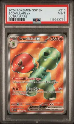 2024 Pokemon SSP EN Scovillain ex ULTRA RARE FULL ART 216/191 PSA 9 MINT - Image 1