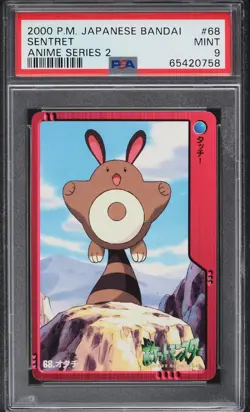 2000 Pokemon Japanese Bandai Carddass Sentret #68 Anime Series 2 PSA 9 MINT - Image 1