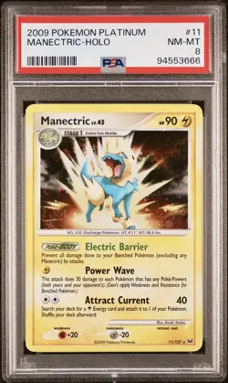 PSA 8 NM - MINT Manectric Holo #11 Platinum Base 2009 Pokemon TCG - Image 1