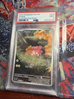 2024 Pokemon Paldean Fates Pawmi Illustration Rare FULL ART #226 PSA 9 MINT Card - Image 1