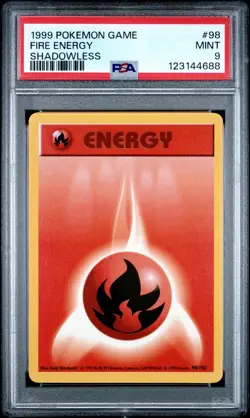 1999 POKEMON BASE SET SHADOWLESS #98 FIRE ENERGY PSA 9 - Image 1
