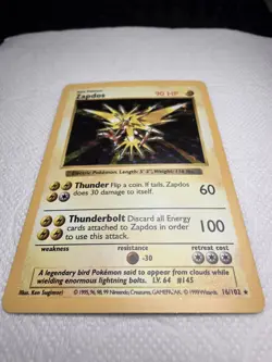 Zapdos 16/102 SHADOWLESS Holo Rare Base Set Pokemon LP Detailed Pictures! A - Image 3