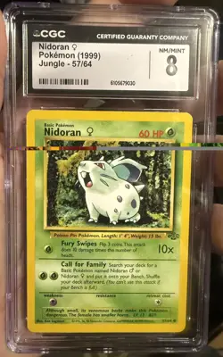 CGC 8 NM/MINT Nidoran Jungle 57/64 Pokemon 1999 - Image 1