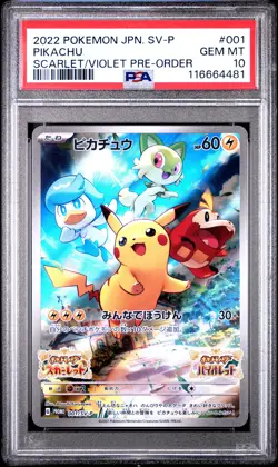 Pikachu 001/SV-P Scarlet & Violet Pre-order Sv Promo Pokemon Japanese PSA 10 - Image 1