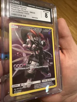 CGC 8 Armored Mewtwo SM228 Black Star Promo Pokemon Card ( SUPER SWIRL ) - Image 3