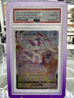 Pokemon TCG Sylveon VMAX 212/203 Evolving Skies Secret Rare Card PSA 10 - Image 1