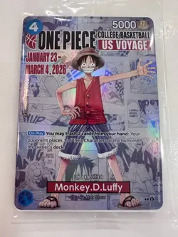 One Piece Promotion Card - Monkey.D.Luffy (055) SEALED College Basketball US NEW - Image 1