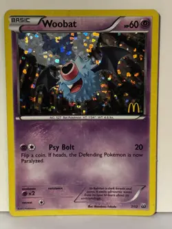 Woobat 7/12 HOLO McDonald's Promos 2012 NM Pokemon Fast Ship - Image 1