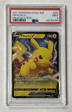 2021 POKEMON SWSH BLACK STAR PROMO Pikachu V Box #061 Pikachu V PSA 9 MINT - Image 1