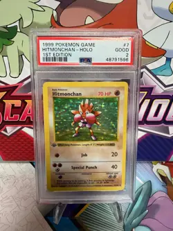 PSA 2 Hitmonchan 7/102 1st Edition Shadowless Base Set - Pokemon TCG -SHIPS FAST - Image 1