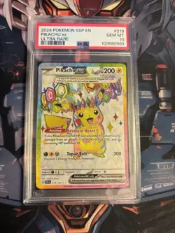 2024 Pokemon Surging Sparks PIKACHU EX 219/191 Ultra Rare PSA 10 - Image 1