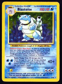 Blastoise Pokemon TCG 2/102 Base Set Unlimited Holo HP - Image 1
