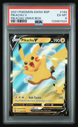 2021 Pokemon Celebrations Pikachu V SWSH143 Black Star Promo - PSA 6 - Image 1