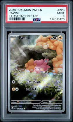 2024 Pokemon Paldean Fates Pawmi Illustration Rare FULL ART #226 PSA 9 MINT - Image 1