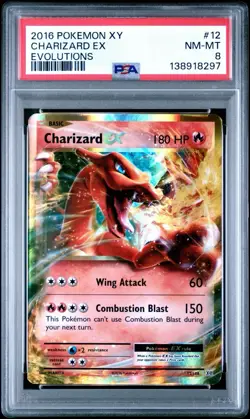 2016 Pokemon XY Evolutions Charizard EX 12/108 #12 PSA 8 - Image 1