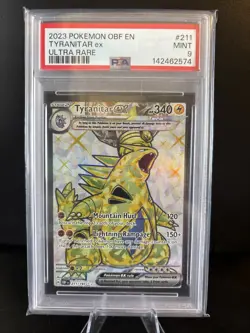 PSA 9 MINT Pokemon Obsidian Flames Tyranitar EX Ultra Rare #211/197 - Image 1