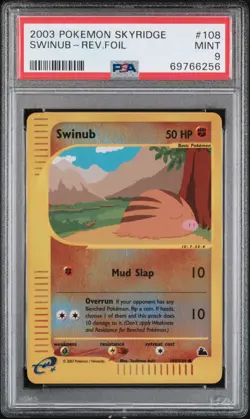 Pokemon 2003 Skyridge Swinub Reverse Holo PSA 9 - Image 1