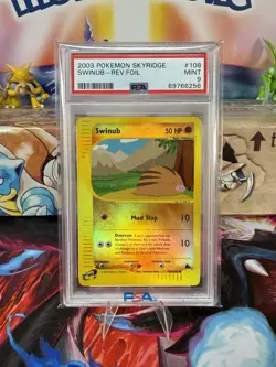 Pokemon 2003 Skyridge Swinub Reverse Holo PSA 9 - Image 3