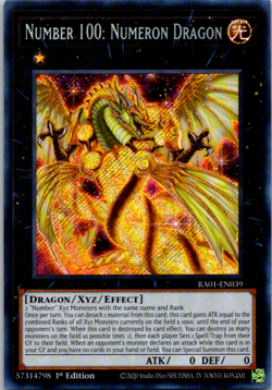 Number 100: Numeron Dragon - Secret Rare - RA01-EN039 - NM - 1st ed - Yugioh - Image 1