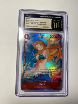 POP 25 One Piece TCG NAMI Parallel Romance Dawn OP01-016 R CGC PRISTINE 10 Alt - Image 1