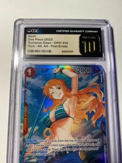 POP 25 One Piece TCG NAMI Parallel Romance Dawn OP01-016 R CGC PRISTINE 10 Alt - Image 2