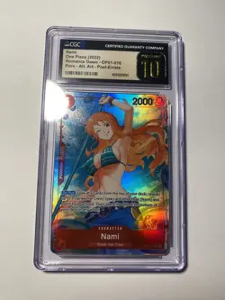 POP 25 One Piece TCG NAMI Parallel Romance Dawn OP01-016 R CGC PRISTINE 10 Alt - Image 3