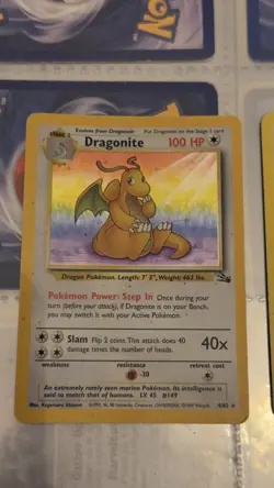 Pokemon TCG Dragonite Fossil Holo Unlimited Rare Card 4/62 +PREV EVOLUTIONS - Image 2