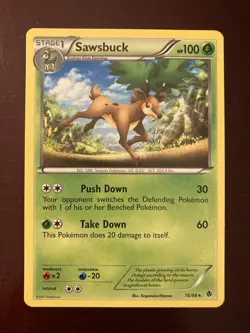 Sawsbuck 16/98 2011 BW Black White Emerging Powers Regular Rare Pokemon TCG Card - Image 1