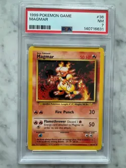 Pokemon TCG Cards Base Set Magmar 36/102 PSA 7 NM STRONG - Image 1