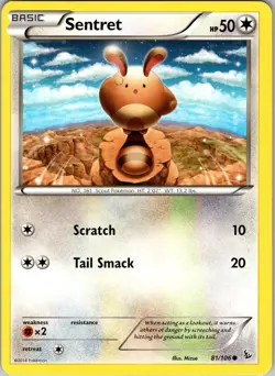 Pokemon TCG Sentret XY Flashfire 81/106 Regular Common Card NM - Image 1