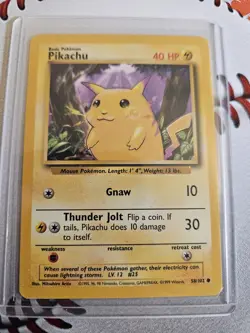 Rare 1995 Original Pokemon Pikachu Card Level 12 #25 58/102 NM - Image 1