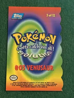 VENUSAUR Evolution POKEMON 03 of 12 Embossed 1999 Die Cut TOPPS Trading Card #03 - Image 2