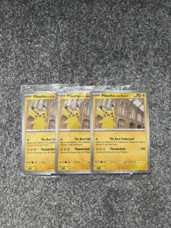 3 x Pikachu At The Museum OVERSIZED Promo Card - Natural History Museum - SEALED - Image 1