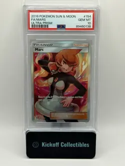 Pokemon Mars 154/156 Sun & Moon Ultra Prism Full Art PSA 10 Gem Mint - Image 1