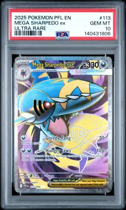 Mega Sharpedo Ex Pokemon Pfl En-Phantasmal Flames #113 PSA 10 Gem Mint - Image 1