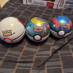 Pokemon TCG Poke Ball Moon Ball B25 C25 D25 Tins Sealed Lot Of 3 - Image 1