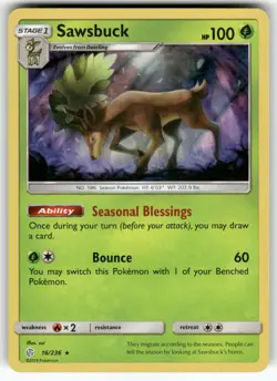 Sawsbuck SM - Cosmic Eclipse Reverse Holo Rare Pokemon Lightly played - Image 1