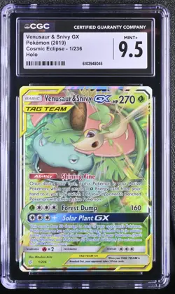 2019 POKEMON COSMIC ECLIPSE - HOLO #1/236 VENUSAUR & SNIVY GX CGC 9.5 - Image 1