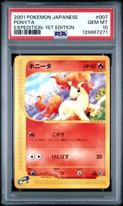 Pokemon Vintage Japanese E-Reader Expedition Ponyta 007/128 1st Edition PSA 10 - Image 1