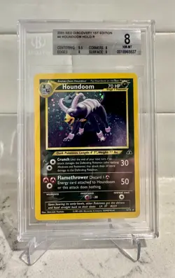 2001 POKEMON NEO DISCOVERY 1ST EDITION #4 HOUNDOOM-HOLO BGS 8 - Image 1