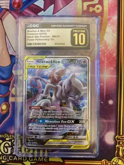 2019 POKEMON SUN & MOON BLACK STAR PROMO #SM191 MEWTWO & MEW GX FA CGC PRISTINE - Image 1