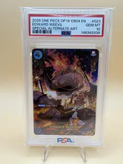 2026 ONE PIECE OP14-EB04-THE AZURE SEA'S SEVEN #023 EDWARD WEEVIL PSA 10 - Image 1