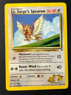 Lt. Surge's Spearow 83/132 Gym Heroes Uncommon Pokemon TCG Card B Near Mint - Image 1