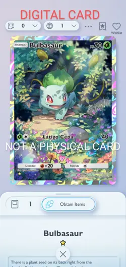 Pokemon Pocket Mobile Game Genetic Apex Set Bulbasaur ☆ Rare Digital Trade Card - Image 1