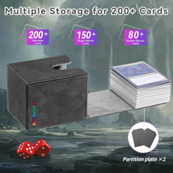 150+ Premium Deck Box for MTG, PTCG, Large Capacity with 2 Dividers, Fits 150+ S - Image 3
