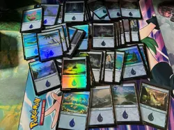 325 Magic The Gathering FOIL Basic Lands. LP-NM Lot - Image 5