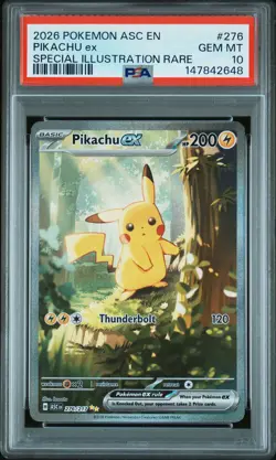 2026 POKEMON ASC EN-ASCENDED HEROES SPECIAL ILLUSTRATION RARE PIKACHU EX PSA 10 - Image 1
