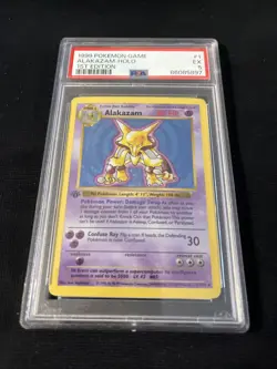 PSA 5 Pokemon Base Set 1st Edition Holo Rare Alakazam 1/102 EX Condition - Image 3