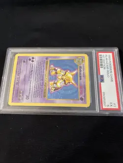 PSA 5 Pokemon Base Set 1st Edition Holo Rare Alakazam 1/102 EX Condition - Image 4
