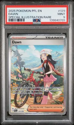 2025 POKEMON PFL EN-PHANTASMAL FLAMES #129 DAWN SPECIAL ILLUSTRATION RARE PSA 9 - Image 1
